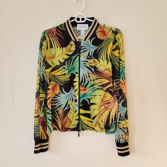 Joseph Ribkoff Black/Multi Tropical Sheer Shell Jacket size 6 - Picture 4 of 9